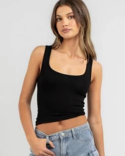 Basic Scoop Neck Rib Tank Top -Mooloola Apparel Store 20355231 04 BK XL