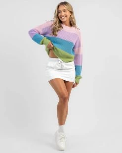 Gelato Stripe Crew Neck Knit Jumper -Mooloola Apparel Store 20356364 01 BK XL