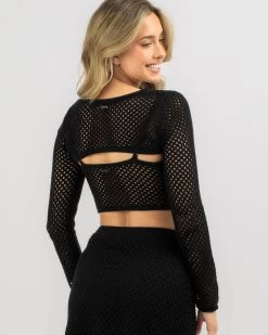 Taylah Long Sleeve Crochet Shrug -Mooloola Apparel Store 20367976 02 LT XL
